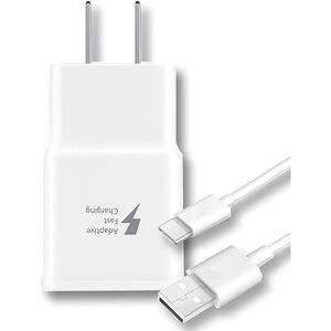 White Fast Charging Adapter with USB-C Cable